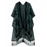 WeHello Women's Boho Burnout Soft Velvet Kimono - Long Tassel Flowy Cardigan Shawl, Swimsuit Cover Up, Beach Outdoor Wear, Boho Clothes for Women, 50%Nylon-50%Rayon Gentle Touch Casual Chic Coverage,sohochic