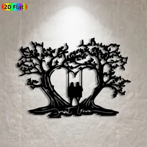 1pc Tree & Heart Metal Wall Art, Romantic Tree & Heart Statue Mural, Ideal Gift for Valentine's Day, Wedding, Love & Nature Decor Enthusiasts,  Wall Sculptures, Perfect for Bedroom Wall & Garden Fence, Charming Romantic Home Decor