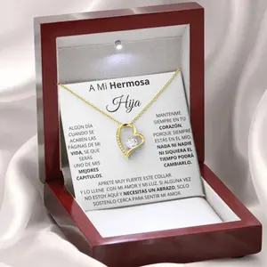 Regalo para mi Hermosa hija | Collar de amor con cierre de galvanizado | joyería para aniversarios, cumpleaños, San Valentín y más | 14k blanco o 18k amarillo colgante carnaval | coll Mia joyería
