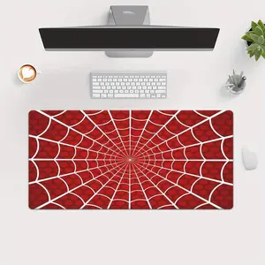 1pc 2D Flat Red And White Spider Web Keyboard Pad, Desktop Pad, Computer Mouse Pad, Desktop Keyboard Pad, Large Mouse Pad, Mouse Pad And Writing Pad, Suitable for Laptops/Desktops