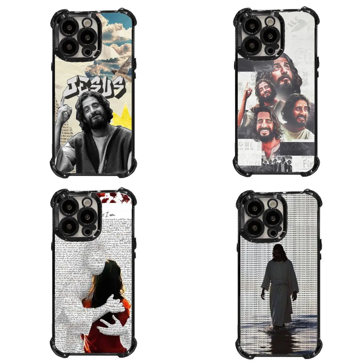 Retro Jesus Christian Collage Reinforced Corner Shockproof For iPhone 17 Pro Max 16 Plus 15 Pro 14 13 12 11 For Samsung S26 S25 S24 S23 S22 FE Ultra EDGE Phone Case, Vintage Religious Aesthetic Anti-Drop Protective Cover  #YGSJDYS131, Accessories, Smartph