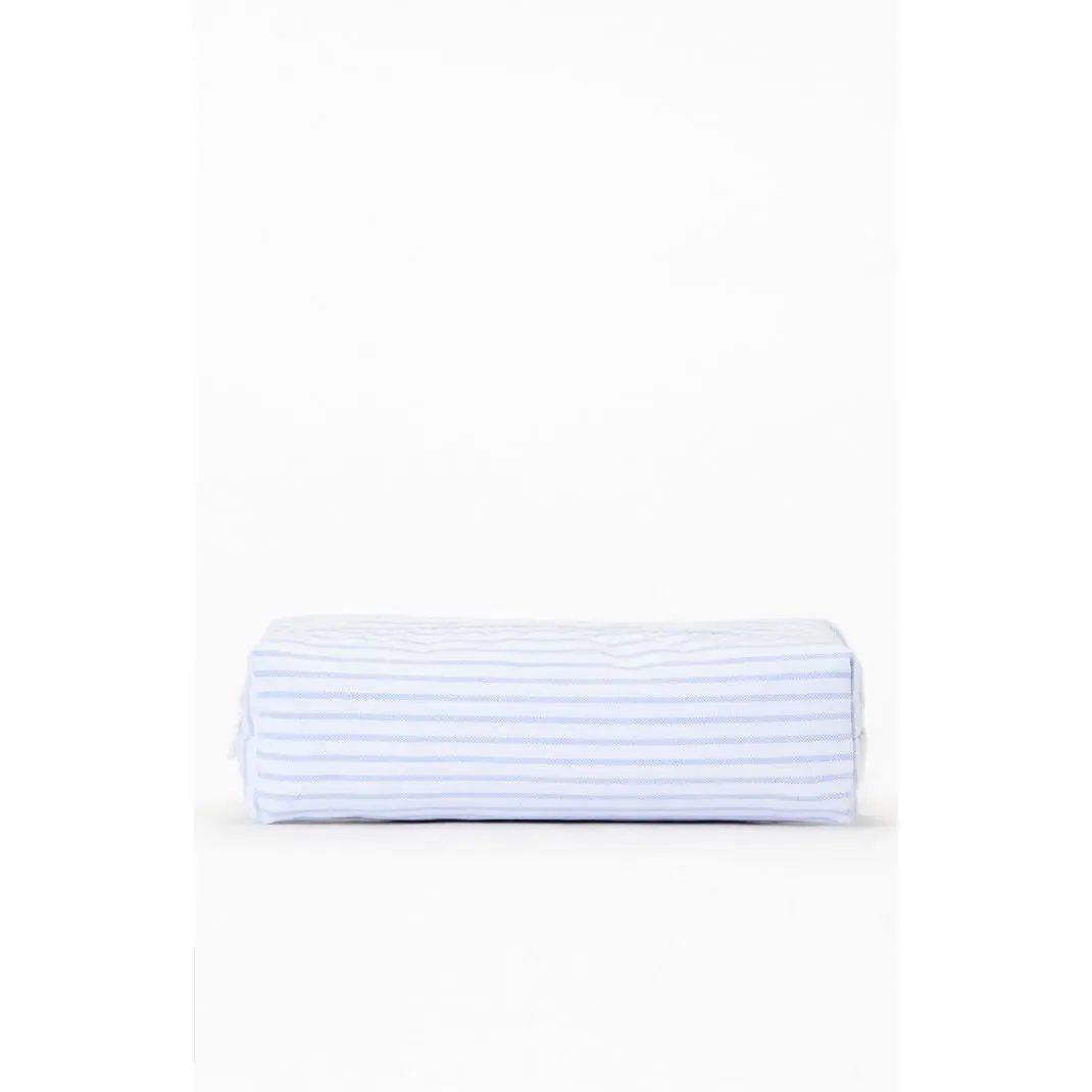 John Galt Women's White & Blue Striped Makeup Bag