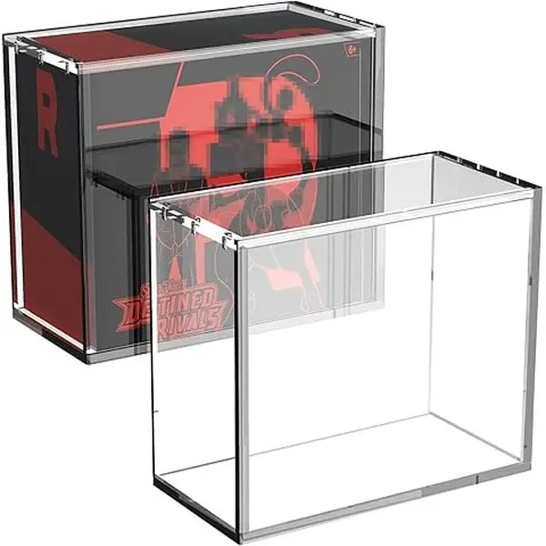 UV Resistant Acrylic ETB Display Box, Anti-Yellowing Sliding Lid Elite Trainer Box Protector, Collector Grade Clear Trading Card Storage Case, Stackable Dustproof Card Display Box for Pokemon TCG Collectibles, Long Term Preservation