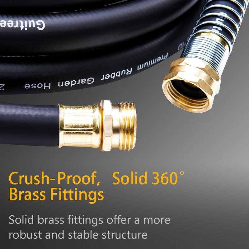 3/4 Heavy Duty Rubber Garden Hose - 200psi Working, 1000psi Burst - Hot/Cold Water - Five-Layered Braiding for Durability - Versatile for Gardening, Agriculture, Construction(Black)