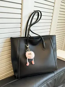 Large Capacity Women's Fashion Multi-Functional Shoulder Bag, Stylish Handbag for School, Commute and Shopping, Includes Pendant, Fashionable Bags