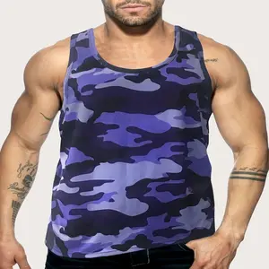 3-Pack Plus Size Men'S Camo Print Tank Tops, 100% Polyester Quick Dry Athletic Sleeveless Shirts, Crew Neck Knit Fabric with Slight Stretch for Gym, Bodybuilding, Fitness, Beach, Running, Workout