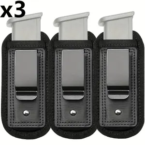 3-Pack leg Magazine Holster - Universal 9mm/.40 Cal Mag Pouch with Metal Belt Clip, Durable Nylon Mag Carrier for Concealed Carry & EDC