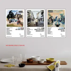 3-piece set featuring Oasis modern hip-hop style, perfect for album covers and posters, ideal for bedrooms, living rooms, hallways, wall art, Unframed wall art, room decor, fall décor, and frameless decorations