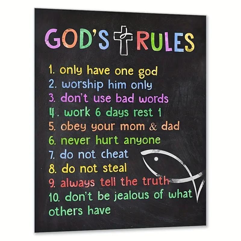 Ten Commandments Letter Pattern Wall Painting without Frame, Room Decor ...