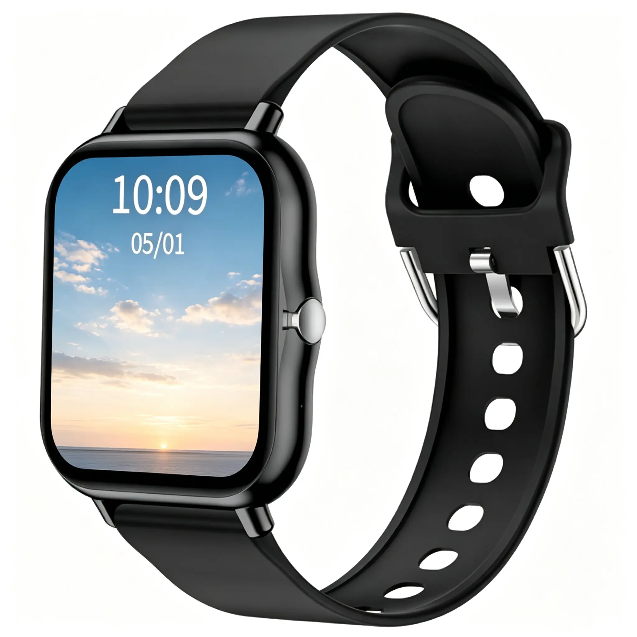 Full Touch Screen Smart Watch for Men - Alloy Case, Ultra-Thin Narrow Bezel, Durable Breathable Silicon Strap, Call-Answering, Calls Texts Music Support, Minimalist Fashion Wearable Device