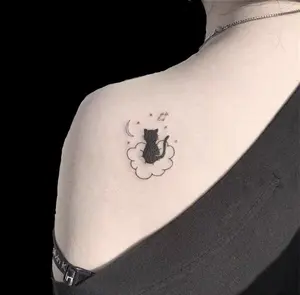 Cat Dreaming Fish Tattoo, Cat Tattoo, Waterproof Temporary Tattoo