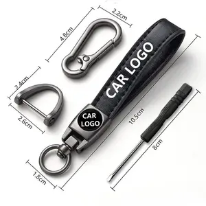 Premium Land Rover Leather Keychain – Key Fob Holder for Range Rover Sport, Defender, Discovery, Velar & Evoque | 360° Rotating Screw-Free Metal Strap | Heavy-Duty Genuine Leather Car Key Ring Gift for Men & Women