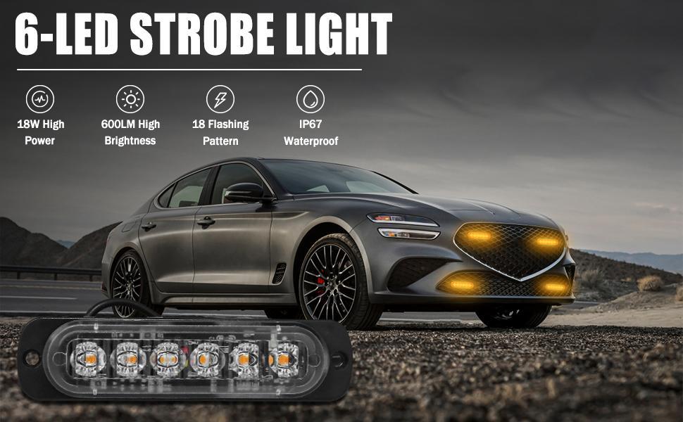 DIBMS LED Strobe Warning Lights - Amber Yellow Emergency Flashing Light for Car Truck Van Off Road Vehicle ATV SUV amber  car  lights