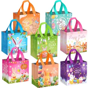 Easter Egg Hunt Gift Bags Set, Durable & Reusable Easter Baskets with Handles, Perfect for Spring Parties & Gifts, Size 7.87x7.87x5.91 Inch