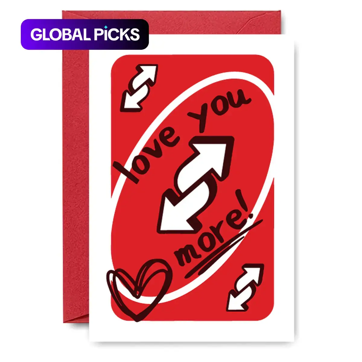 UNO-Card-Themed Inspirational Greeting Cards with Envelope, 1/3/50pcs “Love You More” Positive Message Card, Romantic Anniversary Card for Couples #GLOBAL PICKS