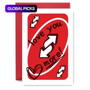 UNO-Card-Themed Greeting Card with Envelope, Positive Message Card, Love You More UNO Card in 1, 3 or 50 Pcs, Romantic Anniversary Greeting Card for Couples #GLOBAL PICKS