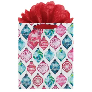 Christmas Gift Bag with Ornament and Red Tissue