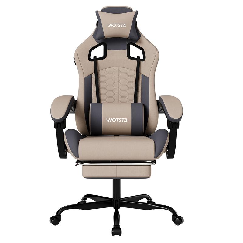 WOTSTA office gaming chair, equipped with comfortable memory foam lumbar support and headrest, office chair backrest can be adjusted to a tilt angle of 90°-135°,Mesh Swivel Rolling Task Chair Furniture Ergonomic