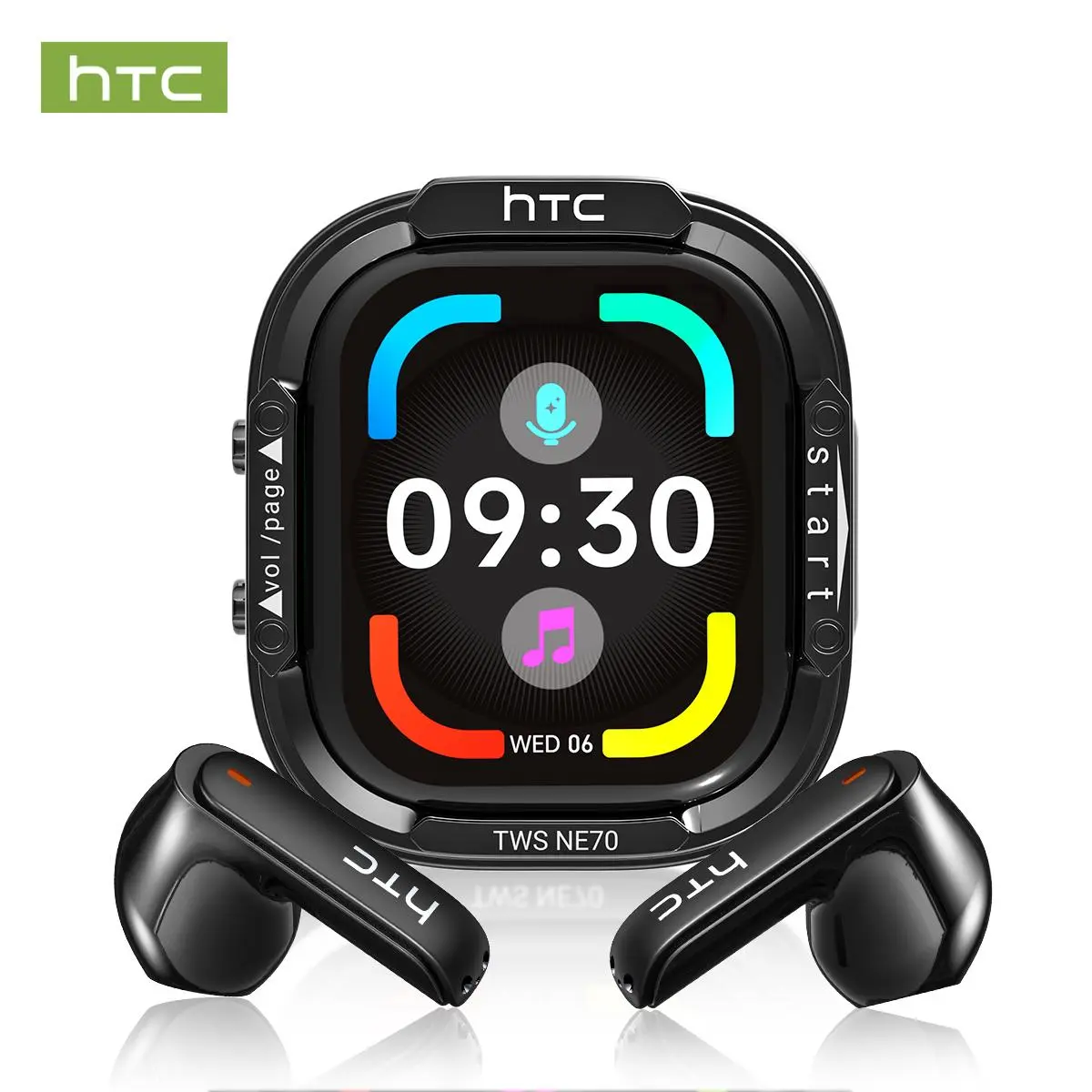 HTC NE70 TWS Earbuds, Bluetooth 6.0 Headphones, ENC Noise Reduction, LED Smart Screen, TikTok Control, IPX5 Waterproof, Lightweight In-Ear Earphones for Travel Sports Gaming Calls Wireless Earphones