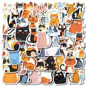 50pcs Cartoon Kitten Series Stickers, Suitable for Faith Based Designs Such As Scrapbooks, Diaries, Laptops, Water Bottles, Cars, Etc., As Gifts with Positive Information, Car Decorative Sticker Decals