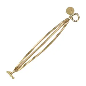 Bronzo Italia Triple Strand Curb Link Bracelet with Lira Charm