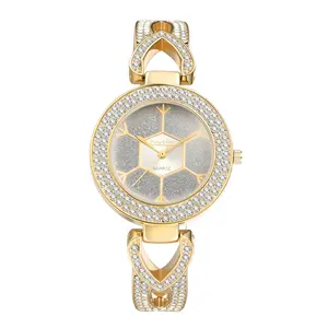 OIDEA Women's Chunky Bracelet Watch - Rhinestone Snowflake Bezel, Stainless Steel Bling Jeweled Resistant Water-Splashing Analog Quartz Watch, Elegant Charm Gift for Ladies, Bling Quartz Watches, Jeweled Quartz Watches