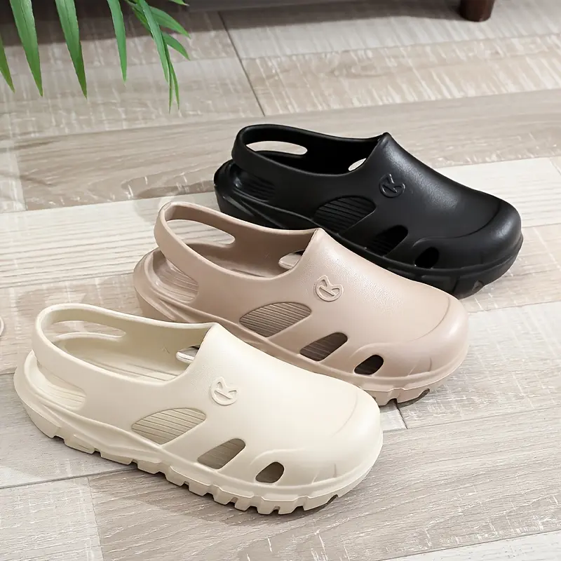 Breathable EVA Clogs - Comfortable, Non-Slip Slippers for Indoor & Outdoor Use in Beige, Black, and Brown - Easy Slip-On Design Perfect for Beach and Home Wear