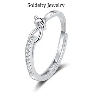 CZ Knot Rings Friendship Rings Dainty Cubic Zirconia Bands Stackable Jewelry Rings for Her Mother Daughter Gifts