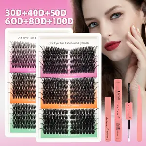 30D to 100D Fluffy Volume Cluster Lashes Individual Flare Lash Extensions Segmented False Eyelashes for Natural to Dramatic Look Easy DIY Application