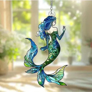 Mermaid Acrylic Window Hanging Ornament, Mermaid Lovers Gift, Mermaid Stained Glass Home Decor, Kitchen Decor,Mermaid Decor, NOT SUNCATCHER