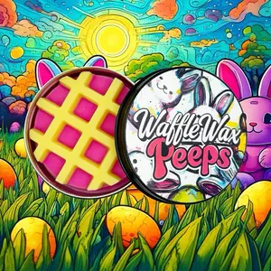 WaffleWax Peeps Scented Hockey Wax - Peeps Marshmallows in Pink & Yellow Waffle Design