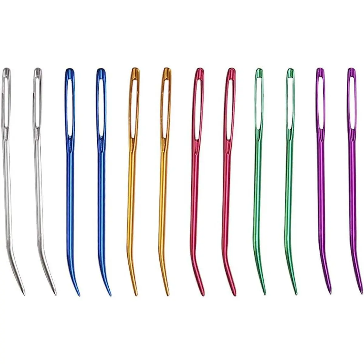 12 Pcs Large Big Eye Weaving Needles, Tapestry Needles Bent Kit, Colorful Bent Tip Tapestry Needle, Yarn Needle