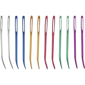 12 Pcs Large Big Eye Weaving Needles, Tapestry Needles Bent Kit, Colorful Bent Tip Tapestry Needle, Yarn Needle
