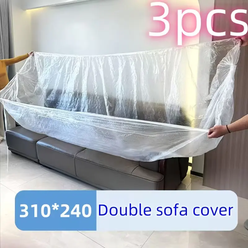 3-Piece Extra Large Elastic Dust Cover 122"x94", Universal Fit for Sofa/air Conditioner/TV/fridge/motorcycle/bicycle, Waterproof Furniture Cover and Durable, Elastic Slipcover