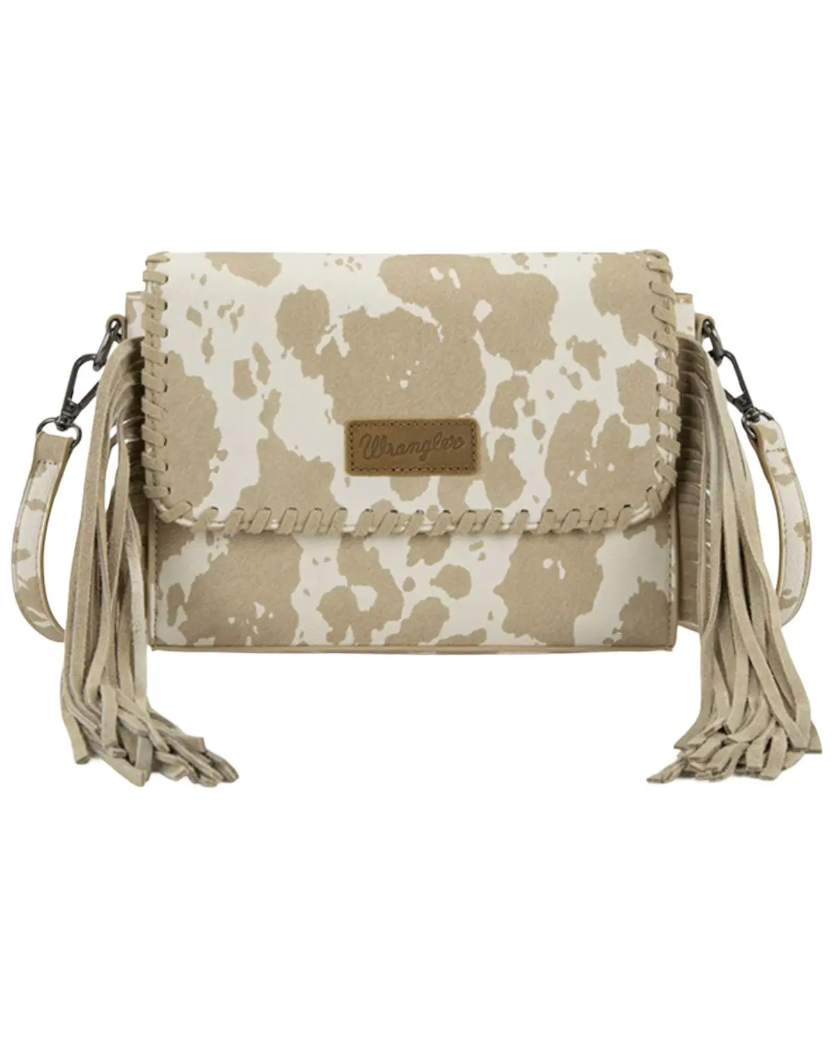 Wrangler Women's Women'S Cow Print Fringe Crossbody Bag - Wg444-1818 Tn