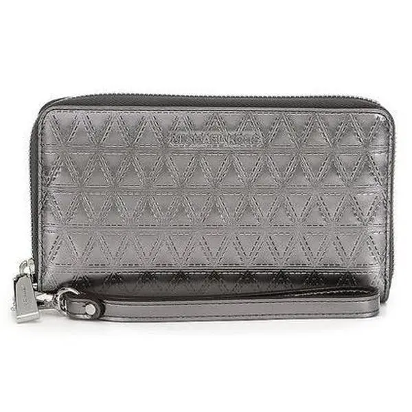 Michael Kors Quilted Metallic Multifunction Phone Wallet - Metalic Grey - 32H7SF6E3K-041