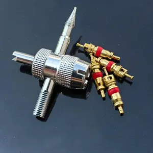 Universal Tire Valve Repair Tool Set with 4 Copper Valve Cores - Durable and Easy-to-Use Tire Valve Maintenance Kit, Car Repair Tools