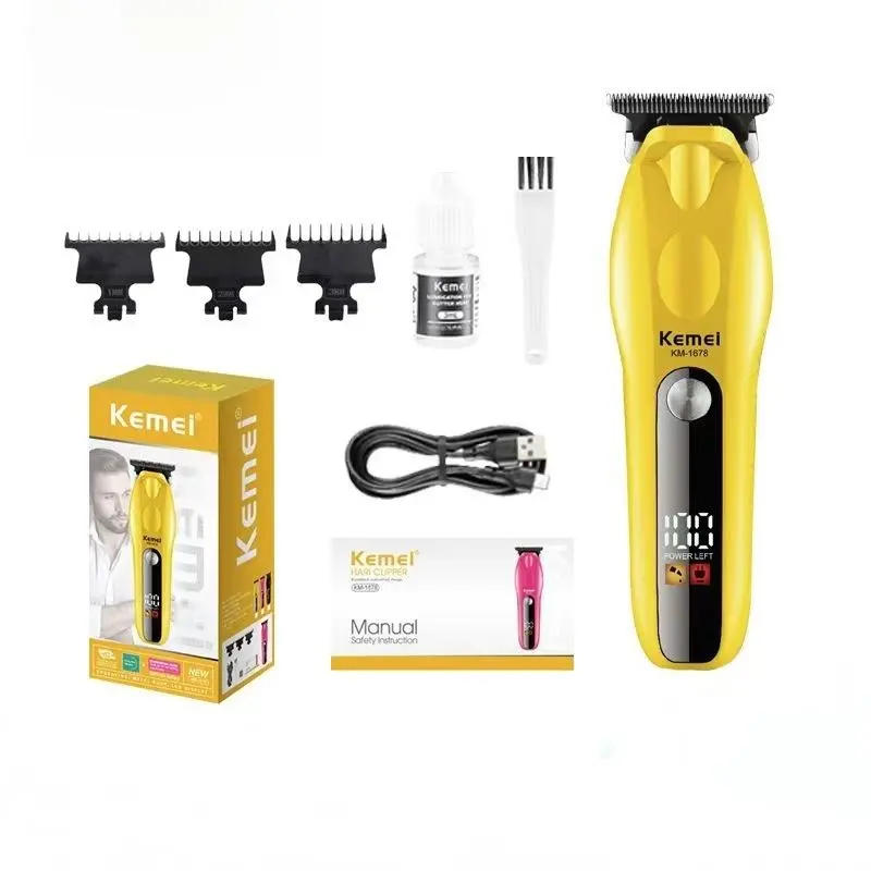 KM 1678 Professional Hair Clipper Digital Display High Power Fast Cutting Electric Hair Trimmer for Salon Skin Care Hair Set Body Grooming