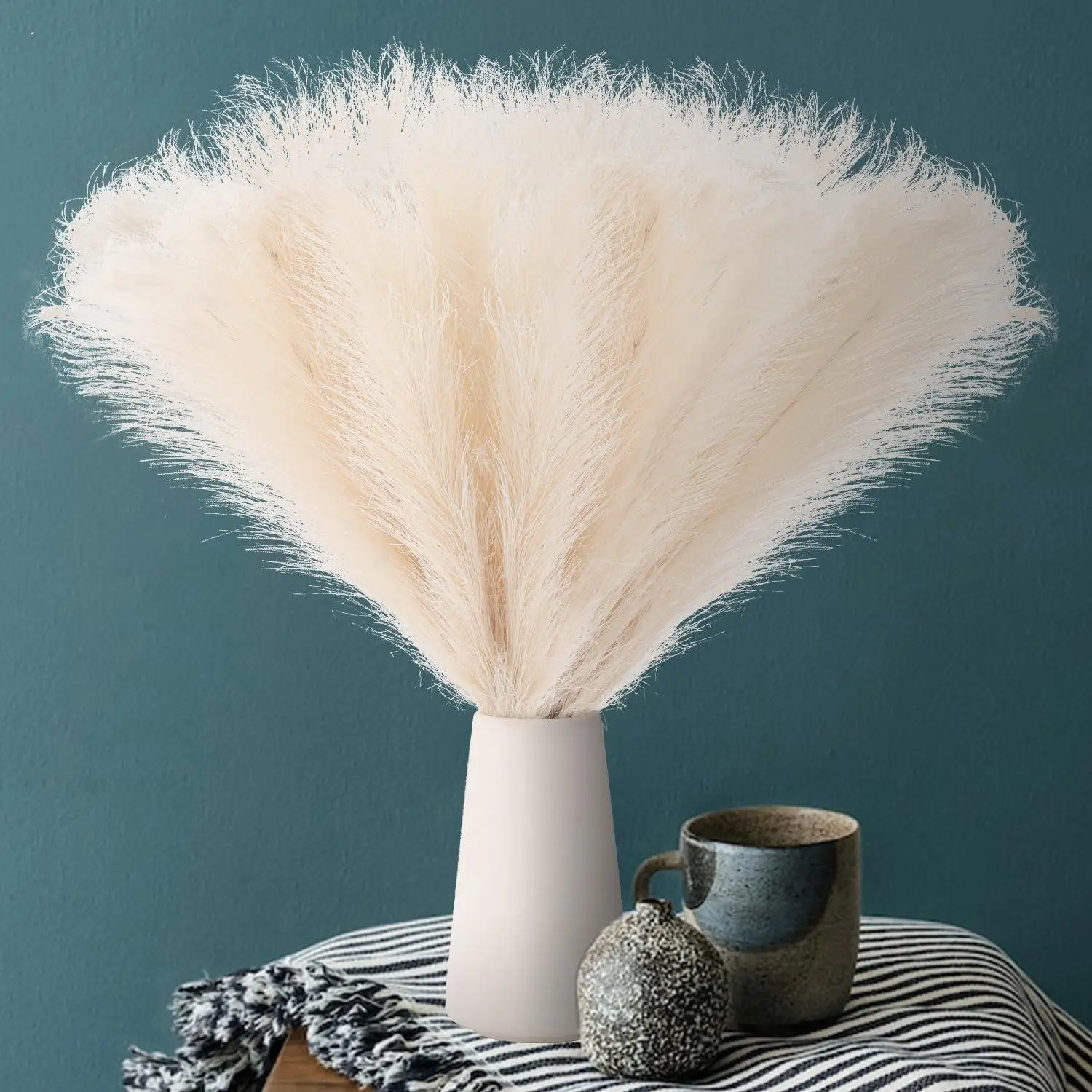 Unique Romantic Decorations for Valentines Day, 10pcs Artificial Pampas Grass Decoration, Faux Pampas Grass Decor, Artificial Pompas Grass Floral Fluf