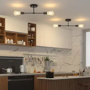 Modern Bathroom Light Fixture Set – Dual-Head Semi-Recessed Wall Sconce Hardwired Flush Mount Ceiling Light Suitable For BathroomKitchen Hallway Bedroom - Minimalist Contemporary Design Easy Installation (Bulbs Not Included) Compatible With Standar