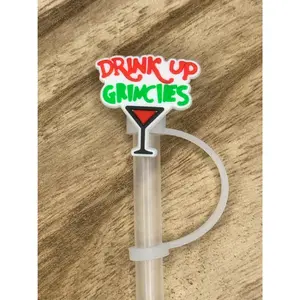 Drink Up Grinchies Straw Topper | Tumbler Accessory | Christmas Gift