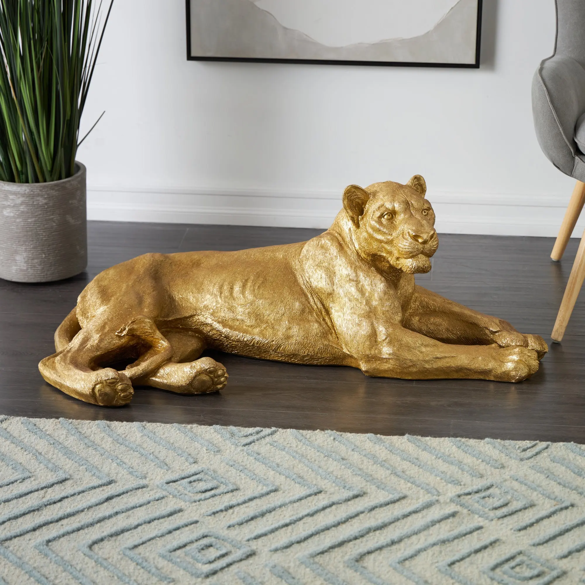 Tiger Gold Resin Laying Decorative Sculpture Tiger Gold Resin Laying Decorative Sculpture