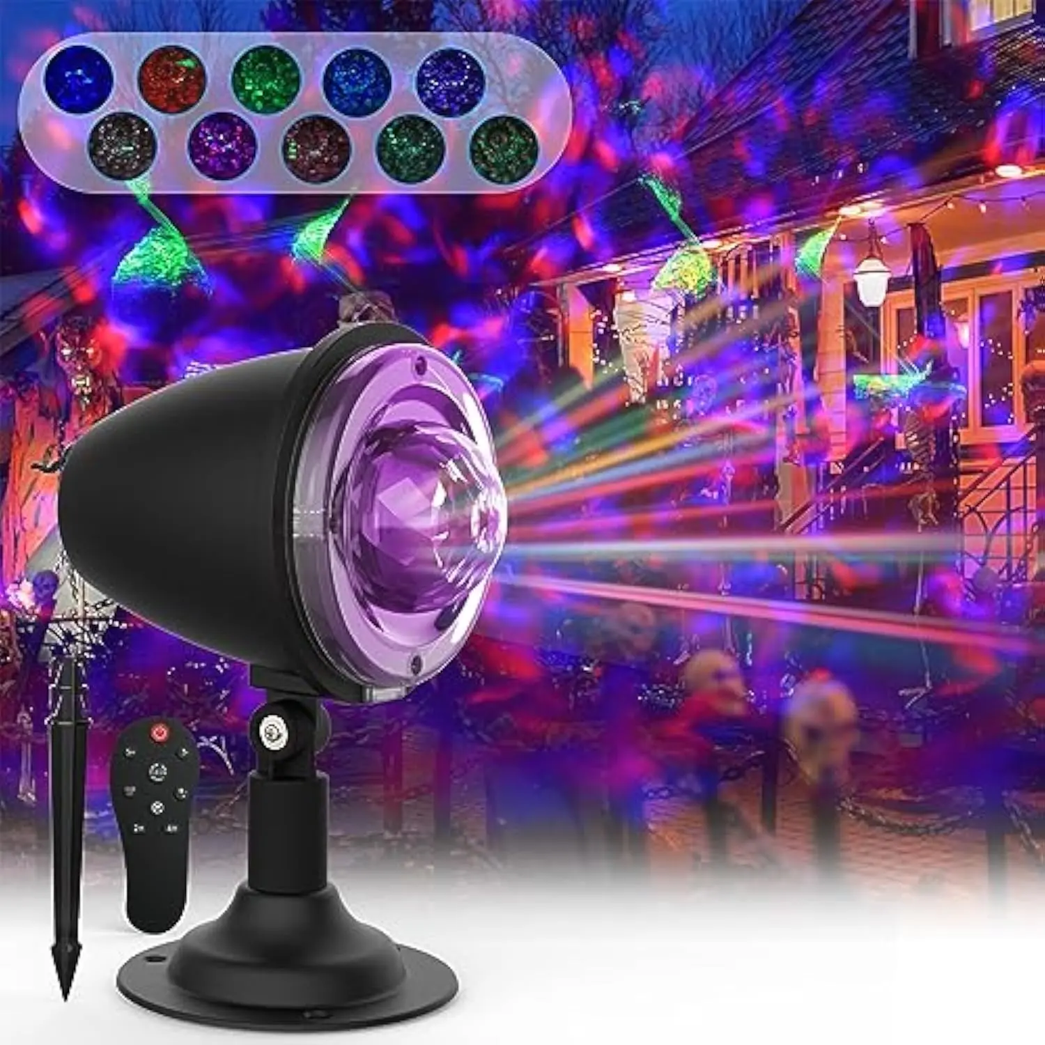 Outdoor Northern Lights Projection Lamp - Wired AC Power Supply, 10-Color Aurora Effect with Colorful Waves, Auto Motion Galaxy Vibe, Walkways/Patio Mood Lighting, Home House Decor, Holiday Gift