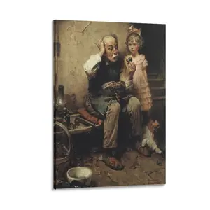 Cobbler Studying Doll's Shoe, 1921 by Norman Prints Rockwell Canvas Art Poster And Wall Art Picture Print Modern Fa Poster Canvas Wall Art For Bedroom Decor Bar Office Room Decor Gift