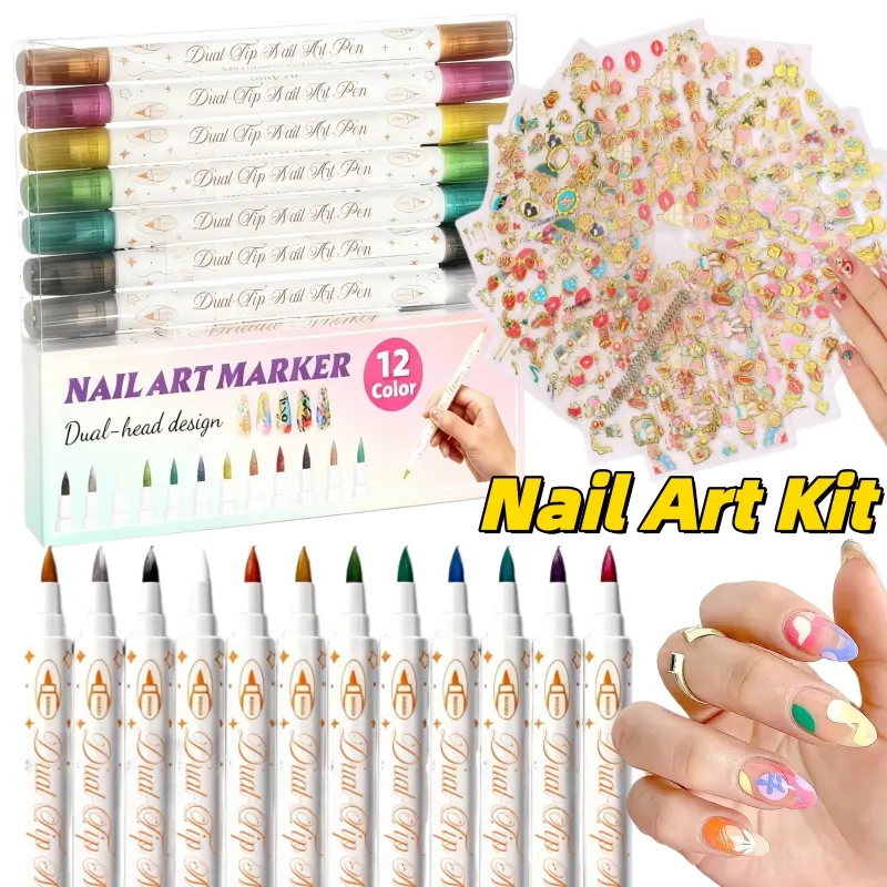 30 Nail Stickers 12-Color Acrylic Paint Pen | Fast-Drying AcrylicDotting Pens, Full-Color Nail Dotting Tools, Suitable forHome Use, Valentine' s Day, Mother' s Day, Nail DottingTools, Nail Line Drawing Tools, DIY at Home
