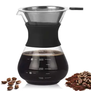 Pour over Coffee Maker with Stainless Steel Filter, 13/20/27oz Glass Coffee Maker, Reusable Manual Coffee Dripper, Coffee Brewer, Ideal Gift for Holidays