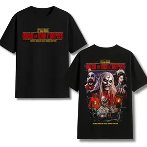 House of 1000 Corpses T-Shirt – Two-Sided Rob Zombie Horror Movie Graphic Tee Featuring Cult Classic Characters, Perfect for Halloween and Scary Film Fans. Crewneck Fabric Top Womenswear