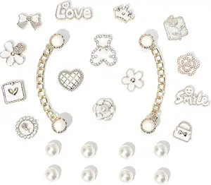 Women’s bling shoe charms with sparkling rhinestones and chic chains for clog sandals, offering cute DIY accessories perfect for events, gifts and party favors