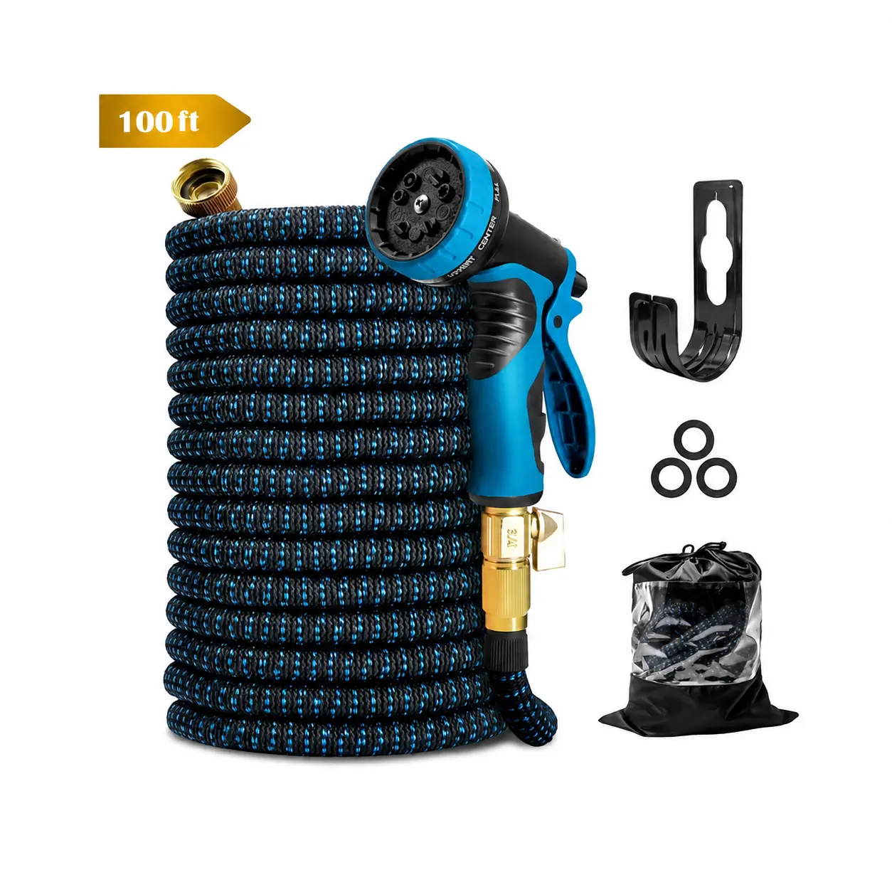 75/100FT Expandable Garden Water Hose, Heavy Duty Flexible No-Kink Upgraded Quality, 10 Spray Patterns, Leak-Proof Copper Connectors for Home Garden Car Wash Outdoor Use