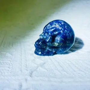 Sodalite Skull Carving, Natural Crystal Stone Carving